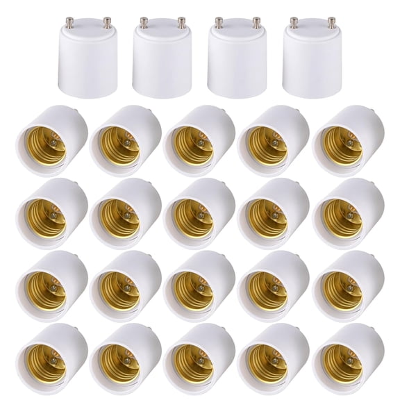 HIBIBUD 24-Pack Gu24 to E26 Adapter, 600W 320F Heat Resistant Socket Converter, High Power Gu24 Bulb Base to E26/E27 Medium Socket, for Halogen/Incandescent/Led Bulbs (2Doz)