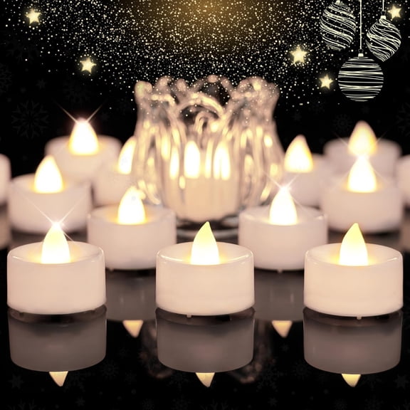 HIBIBUD 24Pcs Battery Operated Tea Lights with Timer,Built-In 6 Hours Tea Light,Warm White Flickering Electric Tea Candles with Timer,1.4'' Diax1.25'' H,Led Flameless Candles with Timer