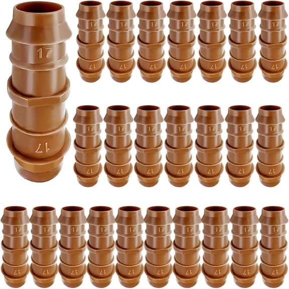 HIBIBUD 25 Pack Drip Irrigation Barbed Coupling Fittings - 1/2 Inch (17mm, 0.600" ID) Drip Tubing Couplers, Hose Line Connectors for Drip Irrigation System, Sprinkler, Patio, Lawn, Garden Watering