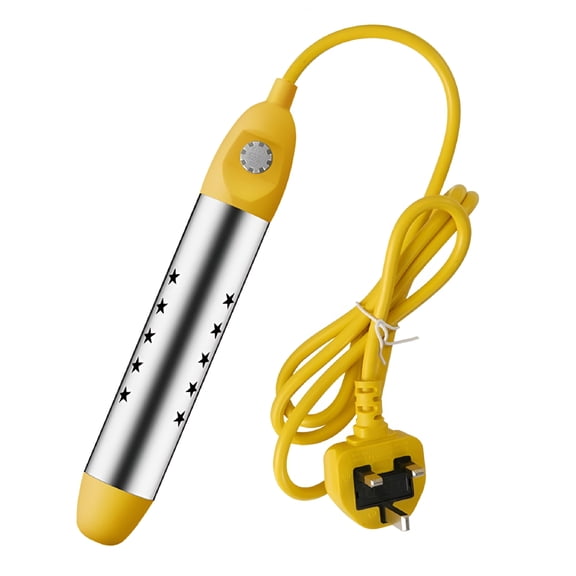 HIBIBUD 2500W Electric Immersion Water Heater, Portable Fast Boiler for Camping and Travel, Quick Heating Rod with Smart Temperature Control for Buckets, Basins and Pools, Yellow