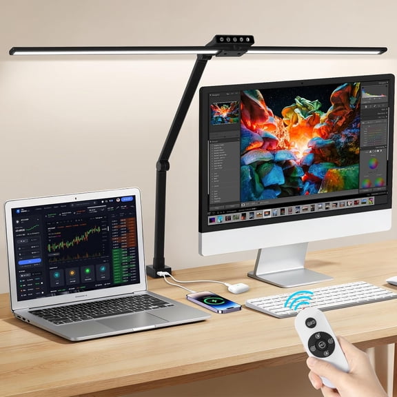 HIBIBUD 29.5" Monitor Light Bar Led Desk Lamp 24W Eye-Caring Architect Desk Lamps for Home Office Dual Monitors Usb-C Touch Remote
