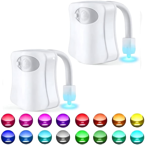 HIBIBUD 2PACK Toilet Night Lights with Motion Detection Sensor,16-Color Changing LED Toilet Bowl Light,Automatic Motion Sensor Light for Bathroom