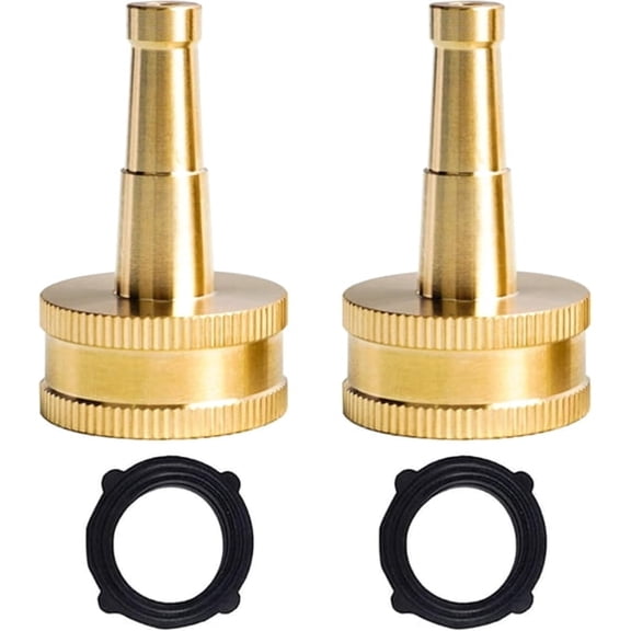 HIBIBUD 2Pack 2" Jet Sweeper Brass Nozzle for Garden Hose,Water Hose Nozzle Heavy Duty Water Hose Sweeper with 3/4" Hose Thread Inlet,For Garden Hose,Wash with 2 Rubber Washers