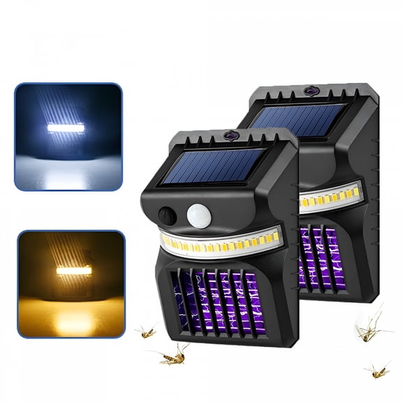 HIBIBUD 2026 New 2Pcs Bug Zapper Outdoor,Solar Bug Mosquito Zapper,Solar Outdoor Lights with Motion Sensor,Waterproof Solar Powered Mosquito Fly Zapper Killer Trap for Outdoor Use