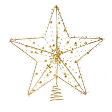 HIBIBUD 2Pcs Christmas Tree Topper,Enchanting Radiant Glow Star Christmas Tree,Colorful LED Christmastree for a Bright Holiday Celebration,25cm,Gold 1