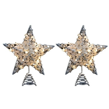 HIBIBUD 2Pcs Christmas Tree Topper,Enchanting Sparkling Star Christmas Tree,Colorful LED Christmastree for a Magical Holiday Glow,20*25cm,Gold 1
