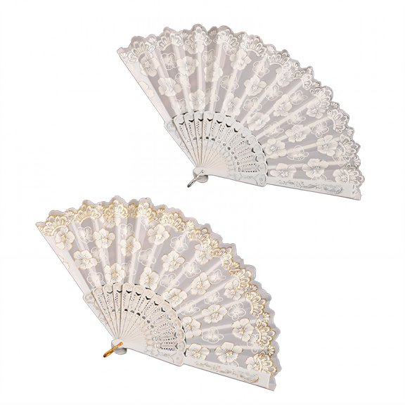 ACDANC 2Pcs Folding Fan Gold Foil Design Hand Fans for Women Foldable Ribs Folding Hand Fan Style1