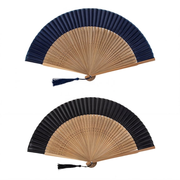 ACDANC 2Pcs Folding Fan Clacking Fans for Line Dancing, Carved Open Rib Detail Handheld Fans Style1