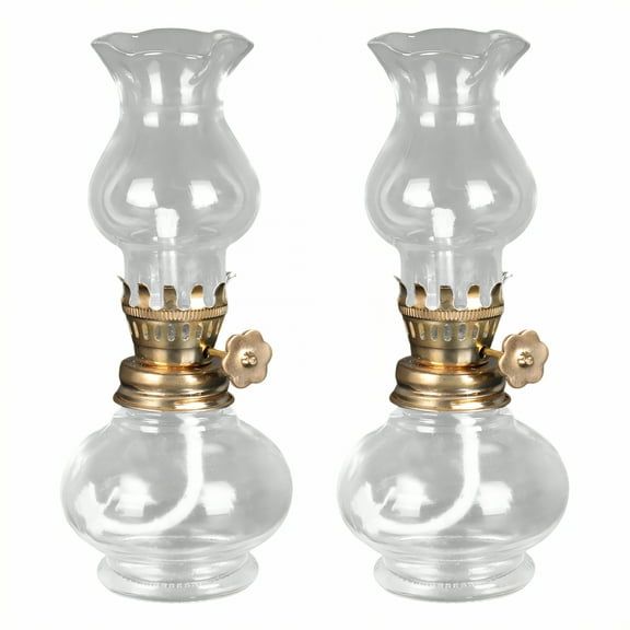 HIBIBUD 2Pcs Oil Lamp,Easy Lamp Operation Glass Lamp,Quick Ignition Process Oil Lamps for Indoor Use,Style1,4.5*1.9*1.9in