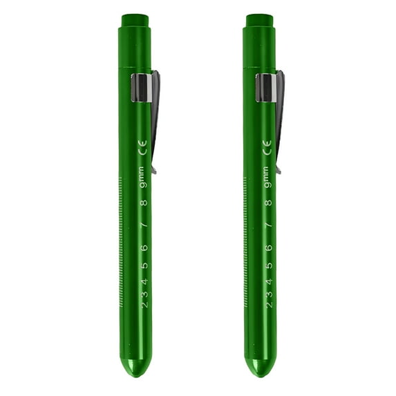 HIBIBUD 2Pcs Penlight,Progressive Chart with Pupil Comparison Pen Lights for Nurses,Tail ButtonPen Flashlight,Green