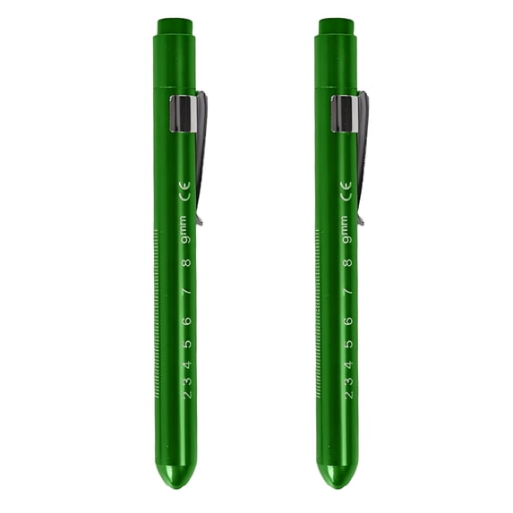 HIBIBUD 2 Pcs Green Pen Light, 5.3" Rechargeable Pocket Flashlight for Medical and Home Use