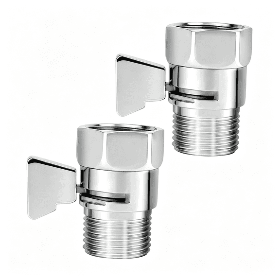 HIBIBUD 2Pcs Shower Head Flow Control Valves,Brass Shower Shut Off Valve Water Flow Restrictor for Handheld Showers Bidet Sprayer Rv,Brass Shower Head Flow Restrictor (Silver-Colored)