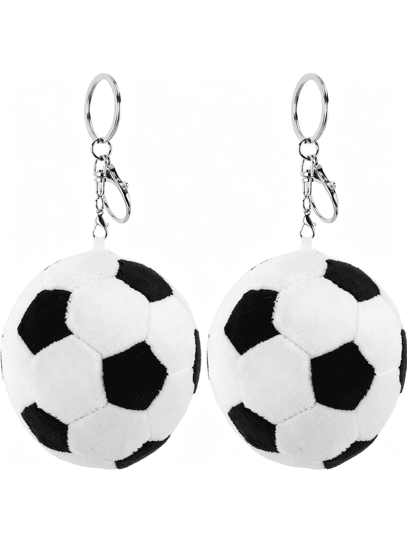 2Pcs Soccer Plush Keychains, Cute Soccer Ball Keychains Volleyball Key Chains Bag Charms, Football Sports Keyring Backpack Charm Decoration Accessories for Boys Girls Fans, Soft Stuffed