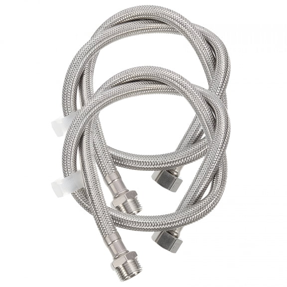 CURYMAY 2Pcs Stainless Steel Washing Machine Hose 1/2 Inch Washer Machine Extension Pipe