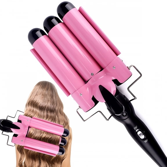 HIBIBUD 3 Barrels Automatic Perm Splint Ceramic Hair Curler with LCD 3 Barrels Big Deep Wave Hair Curling Iron Hair Waver Curlers Styling Tools 20-32mm