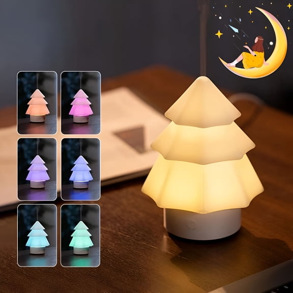 HIBIBUD 3-In-1 Christmas Tree Essential Oil Diffuser, Mini Humidifier