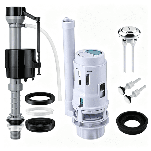 HIBIBUD 3-Inch Dual Flush Valve Replacement Kit for 2-Piece Toilets,Universal Toilet Repair Kit with Push Button,Fill Valve,Gasket&Bolts,Compatible with and