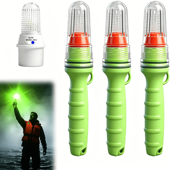 HIBIBUD 3 PCS Boat Flares,Boat Flares Coast Guard Approved Marine,Electronic Boats Distress Flare for Fishing Boats,Buoys,Life Rafts (Green)