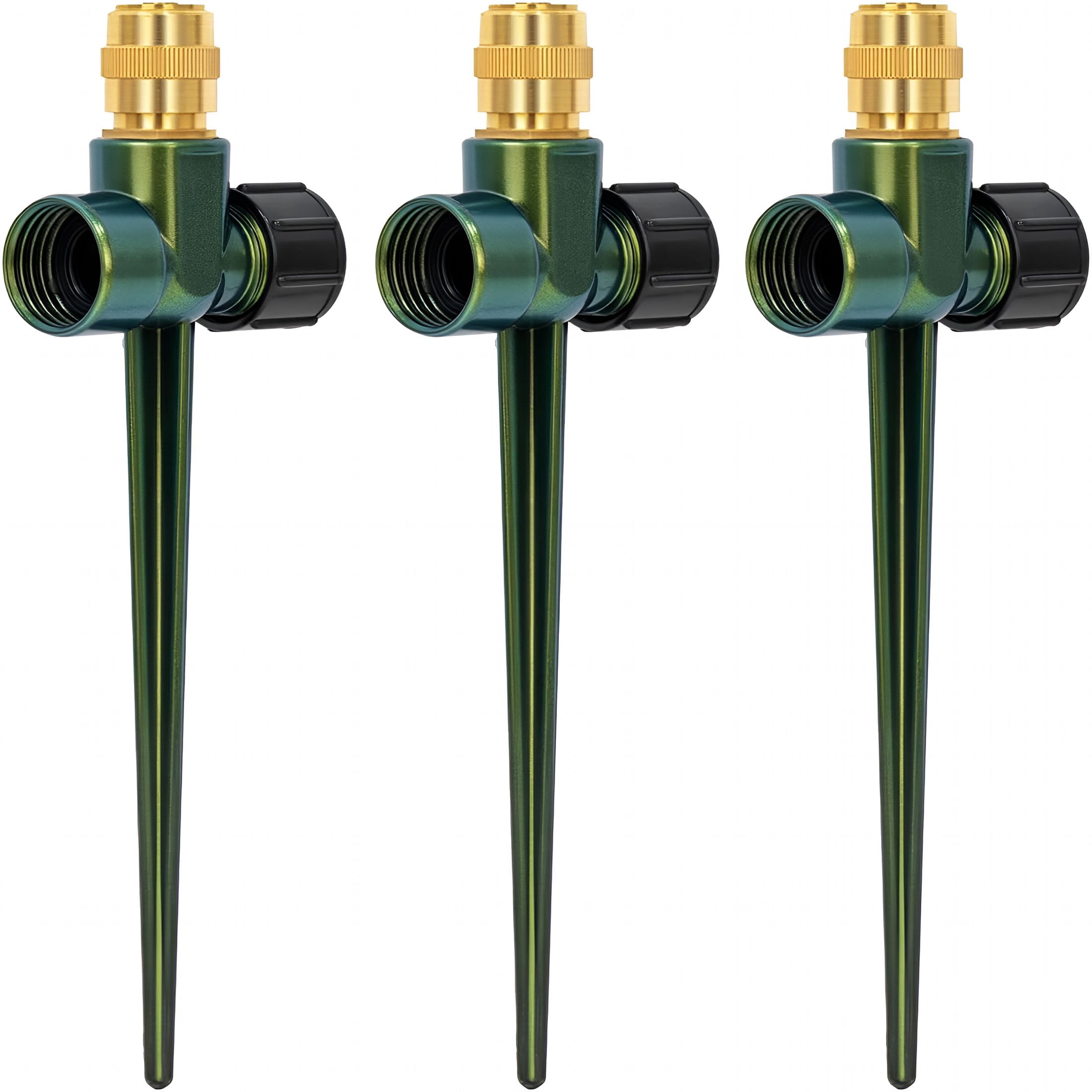 HIBIBUD 3 Pack Heavy-Duty Full-Metal Lawn Sprinkler for Yard with Durable Brass Nozzle,Premium Spike Base,360° Large Area Coverage Lawn Sprinkler for Patio and Garden Irrigation