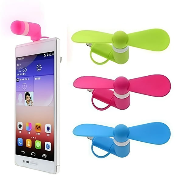 HIBIBUD 3 Pack Phone Fan, Mini USB Fan, Adjustable Portable Rotating Laptop Fan, Suitable for Android and iPhone (Pink, Blue, Green)
