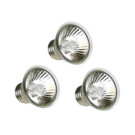 HIBIBUD 3 Pcs 50W UVA + UVB 3.0 Full Spectrum Sun Lamp Sunbathe Heat Lamp Bulb Light for Lizard Reptile and Amphibian (Silver)