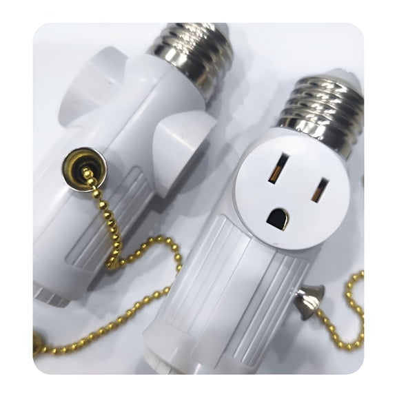 HIBIBUD 3 Prong Light Socket Adapter,E26 Light Bulb Outlet Adapter,Polarized Light Socket to Plug Adapter (2 Piece)