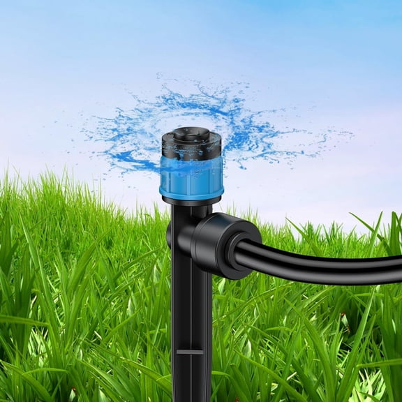 HIBIBUD 30 Pcs Push-To-Fit Drip Irrigation Emitters with Adjustable 360 Degree Water Flow Irrigation Drippers Drip Emitters Sprinklers with Stake Drip Irrigation System Parts for 1/4 Inch Tubing