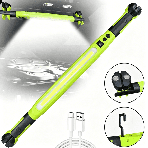 HIBIBUD 3000Lm Rechargeable Led Work Light, 20" 525Mm under Hood Light Bar, Ip66 Magnetic Cob Trouble Light with Usb-C, 360 Swivel Hooks, 4 Modes Red Sos for Mechanic Car Repair Garage Camping (1)