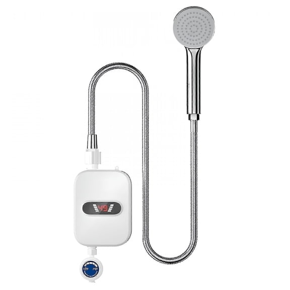 HIBIBUD 3500W Small Electric Instant Water Heater Shower Head Set,Fast Heating Tankless Shower with Temperature Display and Adjustable Water Flow for Bathroom Use