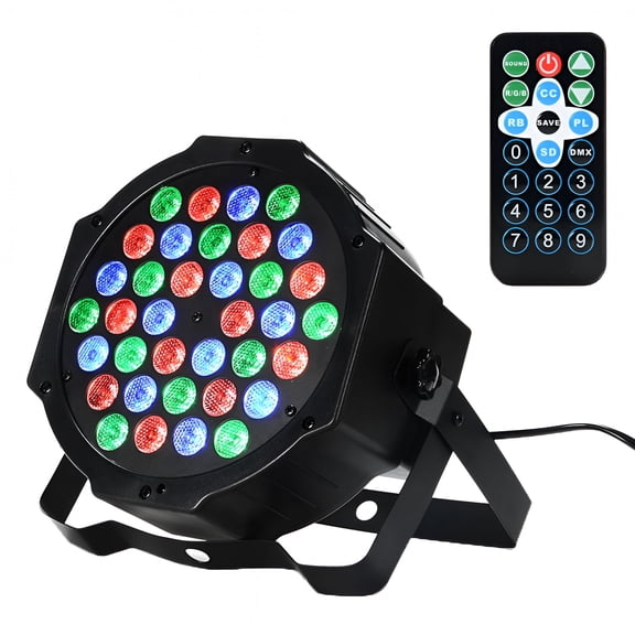 HIBIBUD 36 Led Par Lights Stage Lights with Sound Activated Remote Control & Dmx Control,Stage Lighting Uplights for Wedding Club Music Show Christmas Holiday Party Lighting - 1 Pack