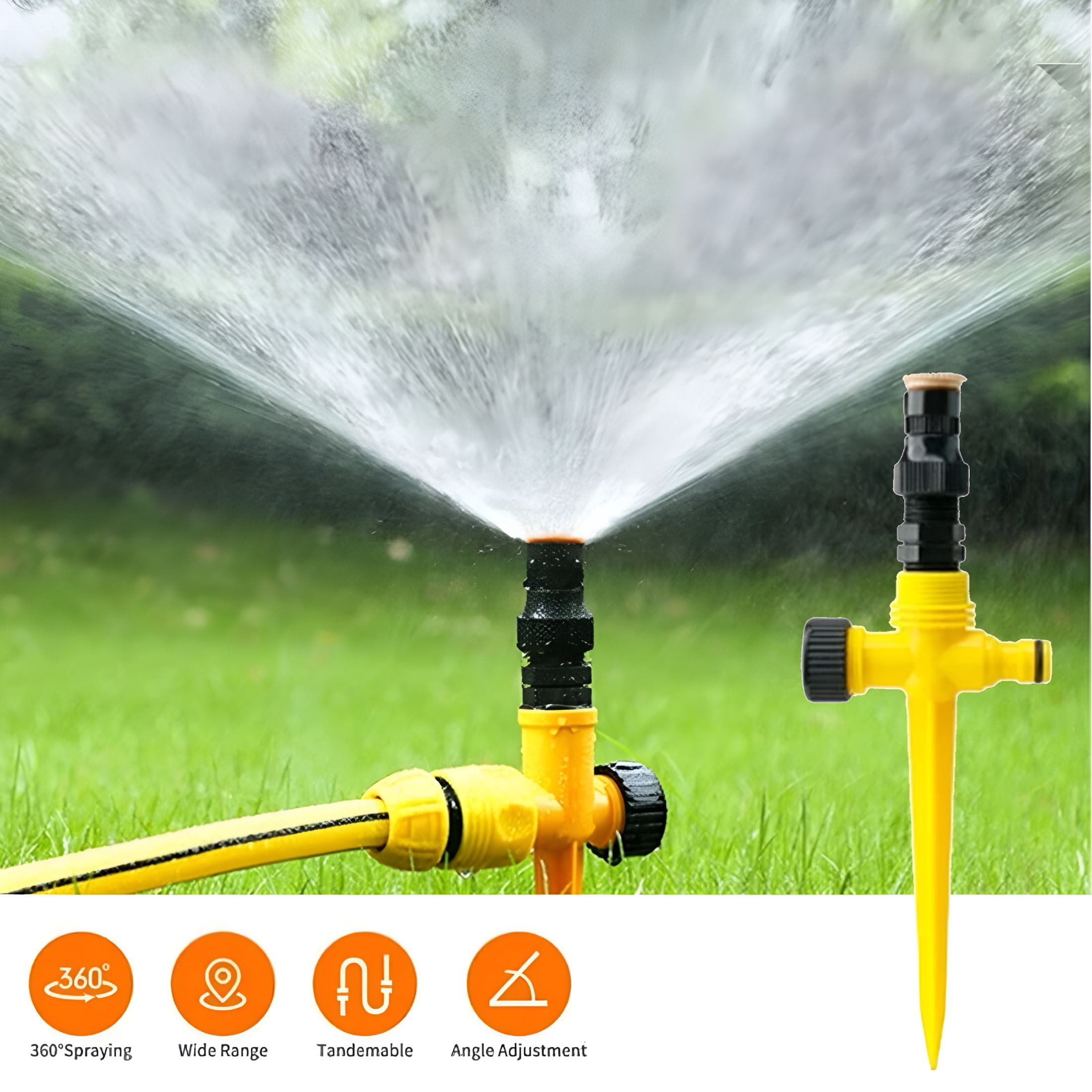 HIBIBUD 360 Rotation Auto Irrigation System Garden Lawn Sprinkler Patio ...