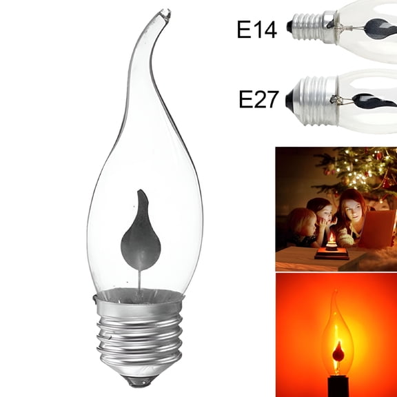 HIBIBUD 3W LED Flicker Flame Light Bulb, 220V E14/E27 Simulation Candle Lamp, Decorative Lighting for Home, Bar, Party