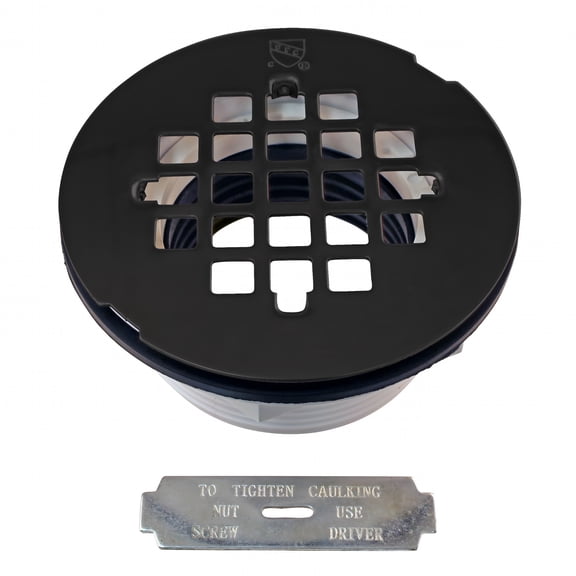 HIBIBUD 4-1/4" Round Shower Drain Cover with Pvc Compression Pipe Drain Cover Shower,Matte Black