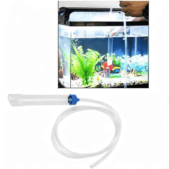 HIBIBUD 4.92Ft Transparent Pvc Siphon Tube Aquarium Water Changer Tidyning Manual Gravel Cleaning Water Filter for 30L Small Fish Tank Aquarium Siphon Gravel Cleaner