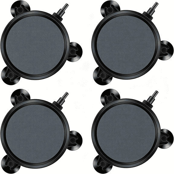 HIBIBUD 4 Inch Air Stone Disc Bubble Diffuser Release Tool for Air Pumps Buckets Fish Tanks Ponds Reservoirs and Circulation System-4 Pack