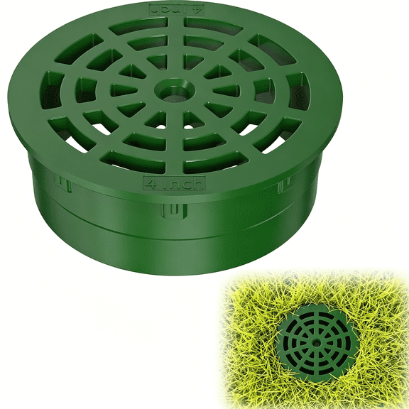HIBIBUD 4 Inch Round Drainage Grate Cover,Outdoor Drain Cover for 4" Sdr 35 Sewer&Drain Pipe/Fittings,Single-Wall Corrugated Pipe,Low Profile Lawn Drain Cover,Easy Installation