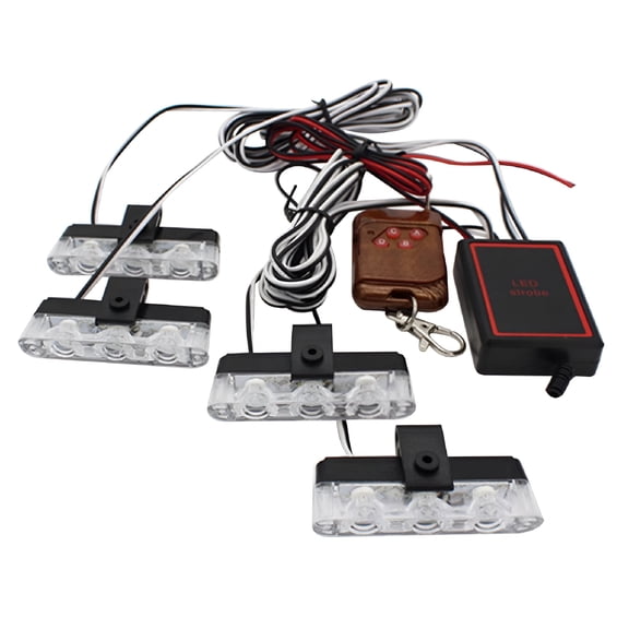 HIBIBUD 4 Light 1 Hub 12 LED Emergency Car Truck Flashing Light Firefighting Lights LED Car-style Ambulance Police Light Strobe Warning Light(Red And Blue)