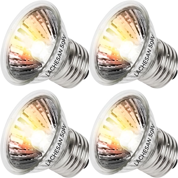 HIBIBUD 4-Pack 50W UVA Reptile Heat Lamp Bulbs, E26 Base Turtle Basking Light for Amphibian Tanks, Terrariums and Cages, Wide Compatibility