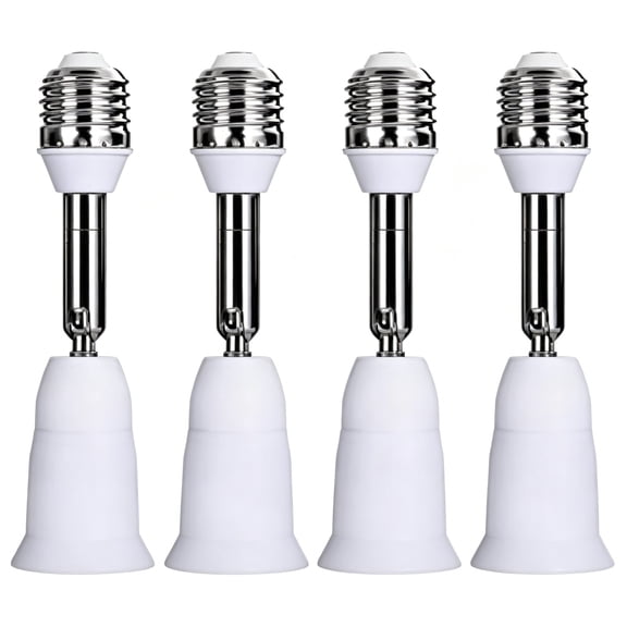 HIBIBUD 4 Pack E26/E27 Light Socket Extender, 4.5 Inch Light Socket Position Extension, Adjustable Vertical 90 Horizontal 360, Medium Screw Base Light Converter Socket Extender