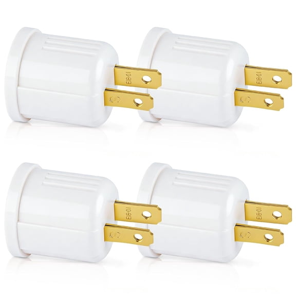 HIBIBUD 4 Pack Light Socket Outlet Adapter, Convert Outlet to Light Bulb Socket, Polarized 2-Prong Outlet to E26 Screw Base Bulb Socket, Maximum 660W 125V, Ul Listed