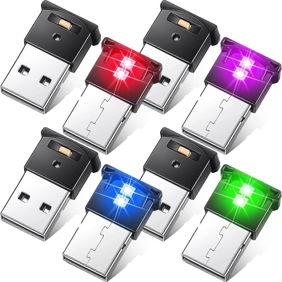 HIBIBUD 4 Pieces Mini Usb Led Light, Car Led Interior Lighting 5V Smart Usb Atmosphere Light, Laptop Keyboard Office Decoration Night Lamp, Adjustable Brightness, 8 Colors (Type A)
