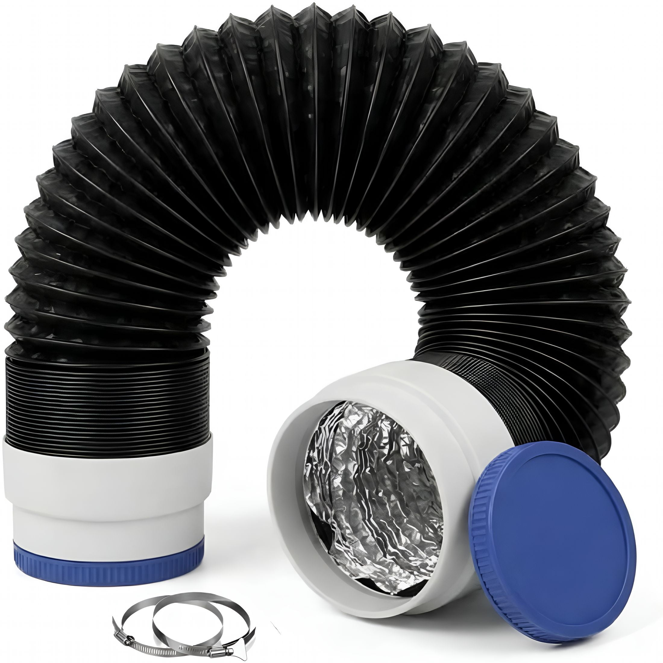 HIBIBUD 4" X 8Ft Flexible Dryer Vent Hose,6-Layer Aluminum Duct W/ Rubber Seals & Clamps,Heat-Resistant Exhaust Hose for Tight Spaces,Universal Dryer Vent Kit