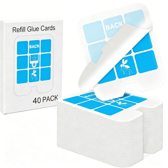 HIBIBUD 40 Pack Refill Glue Cards, Home Fly Trap Refill Compatible with Home Sh502, S23005-06 and Dynatrap Dt3005W Dot Indoor Fly Trap Plug-In Insect Trap Replacement