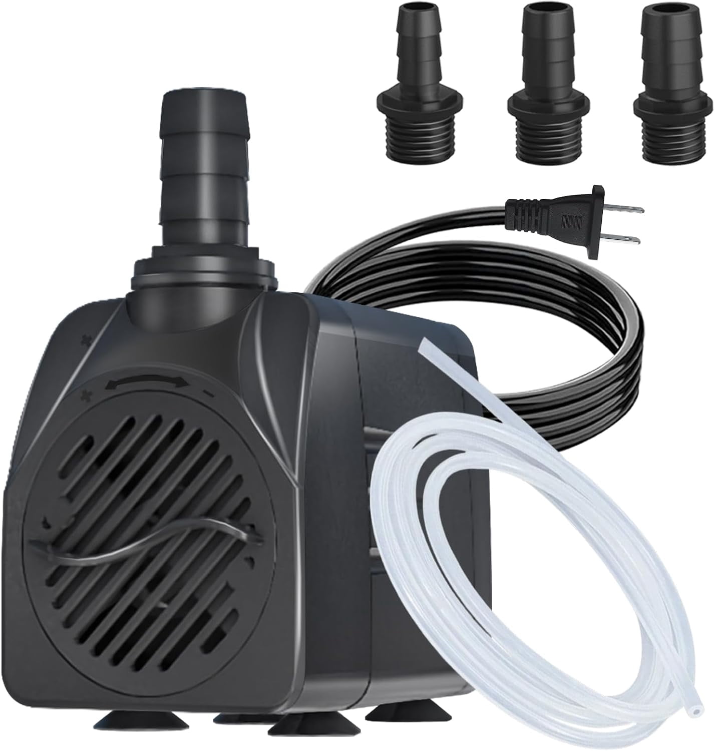 HIBIBUD 400GPH Auto-Shut-OFF Submersible Pond Pump (1500L/H 25W) Ultra Quiet Fountain Water Pump with 6.5ft High Lift, 3 Nozzles for Aquarium, Fish Tank, Pond, Hydroponics, Statuary, Water Feature.