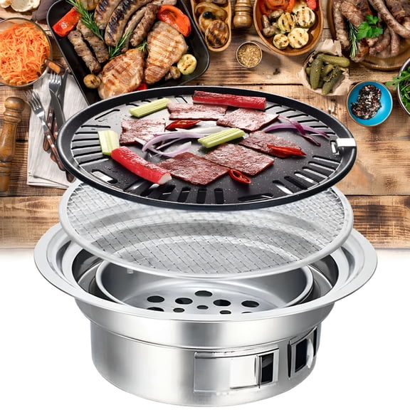 HIBIBUD 40Cm Korean Style Table Charcoal Portable Bbq Grill Stove Outdoor Camping Picnic Table Top Grill