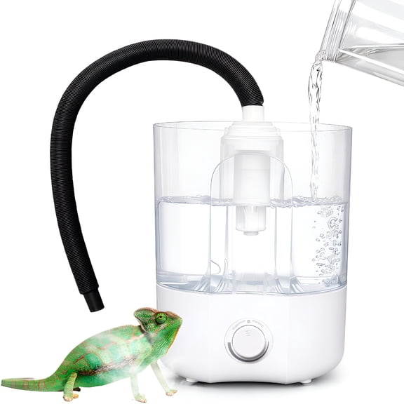 HIBIBUD 4L Reptile Humidifier Fogger for Reptiles Tank, Top Fill Reptile Mister with Extended Hose, Adjustable Fog Volume, Ideal for Chameleon, Snakes, Tortoises, Amphibians, Terrariums