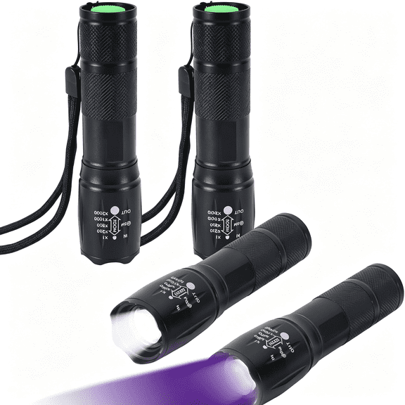 HIBIBUD 4Pcs 2-In-1 Dual Light Led Flashlight,White&Uv Black Light,High Lumens Led Torch,Portable Flashlight for Pet Urine Detection,Resin Curing,Leak Detection,Camping,Inspection&Emergency