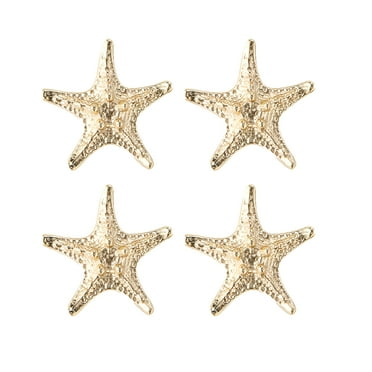 HIBIBUD 4Pcs Cabinet Knobs,Clear Texture Starfish Drawer Pulls,Perfect Fit Gold Knobs