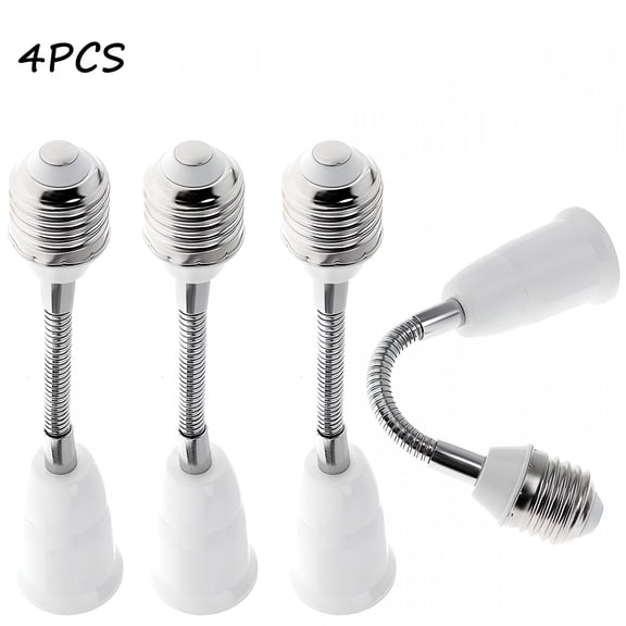 HIBIBUD 4Pcs E27 Light Bulb Socket Extender Adapter,E27 To E27 Flexible Extension,All-Directional Light Adjustable Converter For LED Lamp,Recessed Spotlight Etc