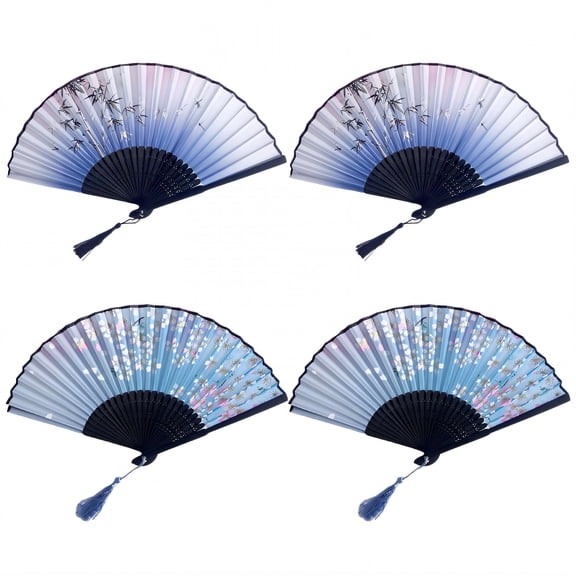 ACDANC 4Pcs Folding Fan Unbreakable Fan Frame Handheld Clap Fans for Line Dancing Style2